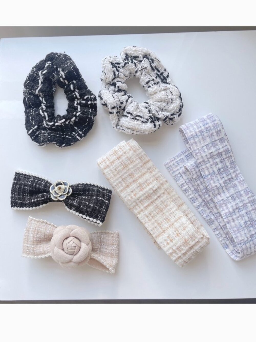 Pastel Tweed Coco Inspired Hair Accessories Set